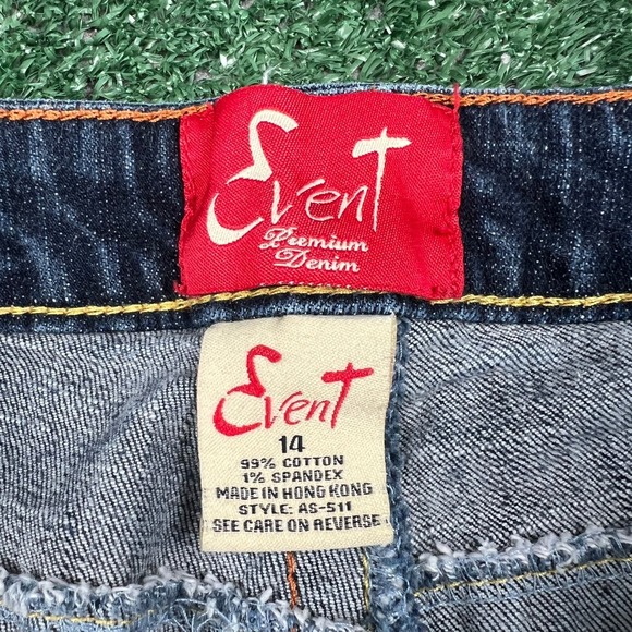 VTG Event Jeans Women's Wash Sz 14 31x31 Bootcut Stretch Embroidered Hearts Flap - Picture 6 of 11